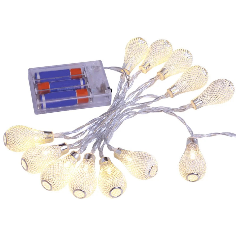 3m 20-LED Iron Art Water Drop String Light Home Party Decorative Ambient Lamp, Constant Warm Light - 1