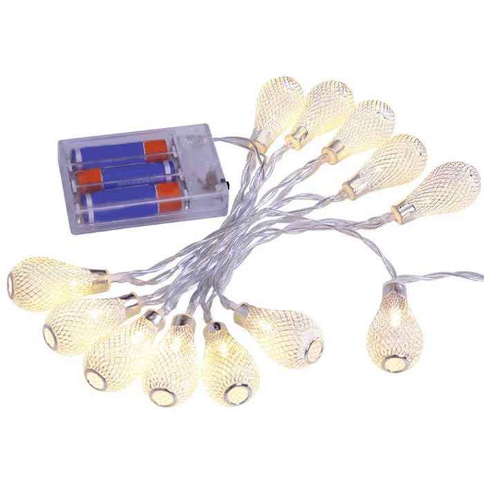 3m 20-LED Iron Art Water Drop String Light Home Party Decorative Ambient Lamp, Constant Warm Light - 1