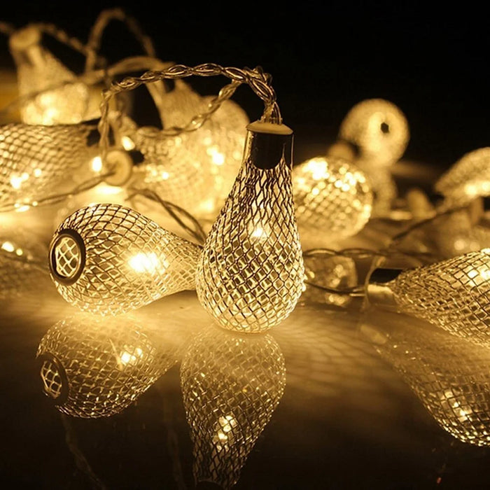 3m 20-LED Iron Art Water Drop String Light Home Party Decorative Ambient Lamp, Constant Warm Light - 2