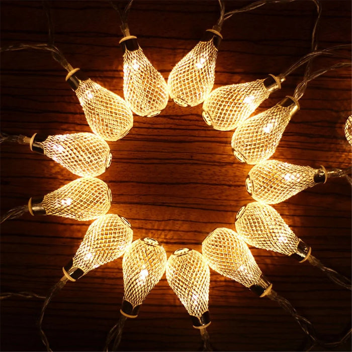 3m 20-LED Iron Art Water Drop String Light Home Party Decorative Ambient Lamp, Constant Warm Light - 3