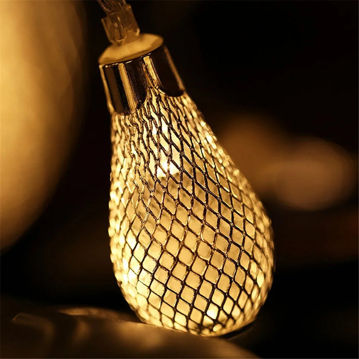 3m 20-LED Iron Art Water Drop String Light Home Party Decorative Ambient Lamp, Constant Warm Light - 4