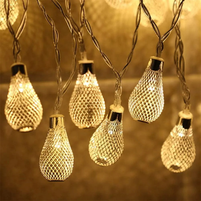 3m 20-LED Iron Art Water Drop String Light Home Party Decorative Ambient Lamp, Constant Warm Light - 5