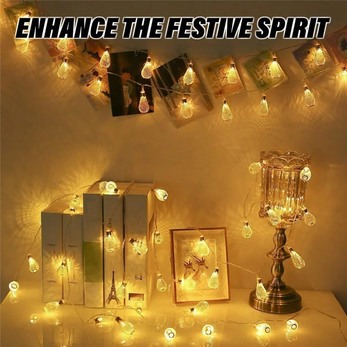 3m 20-LED Iron Art Water Drop String Light Home Party Decorative Ambient Lamp, Constant Warm Light - 7