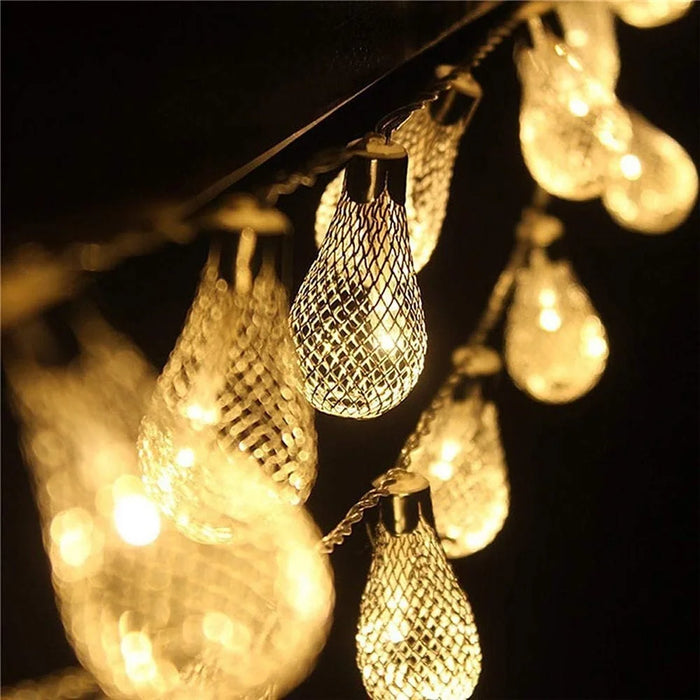 1.5m 10-LED Morocco Iron Art Water Drop String Light Home Party Decorative Lamp, Constant Warm Light - 4