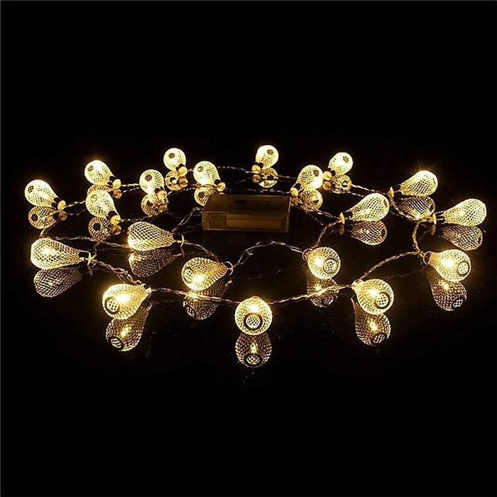 1.5m 10-LED Morocco Iron Art Water Drop String Light Home Party Decorative Lamp, Constant Warm Light - 6