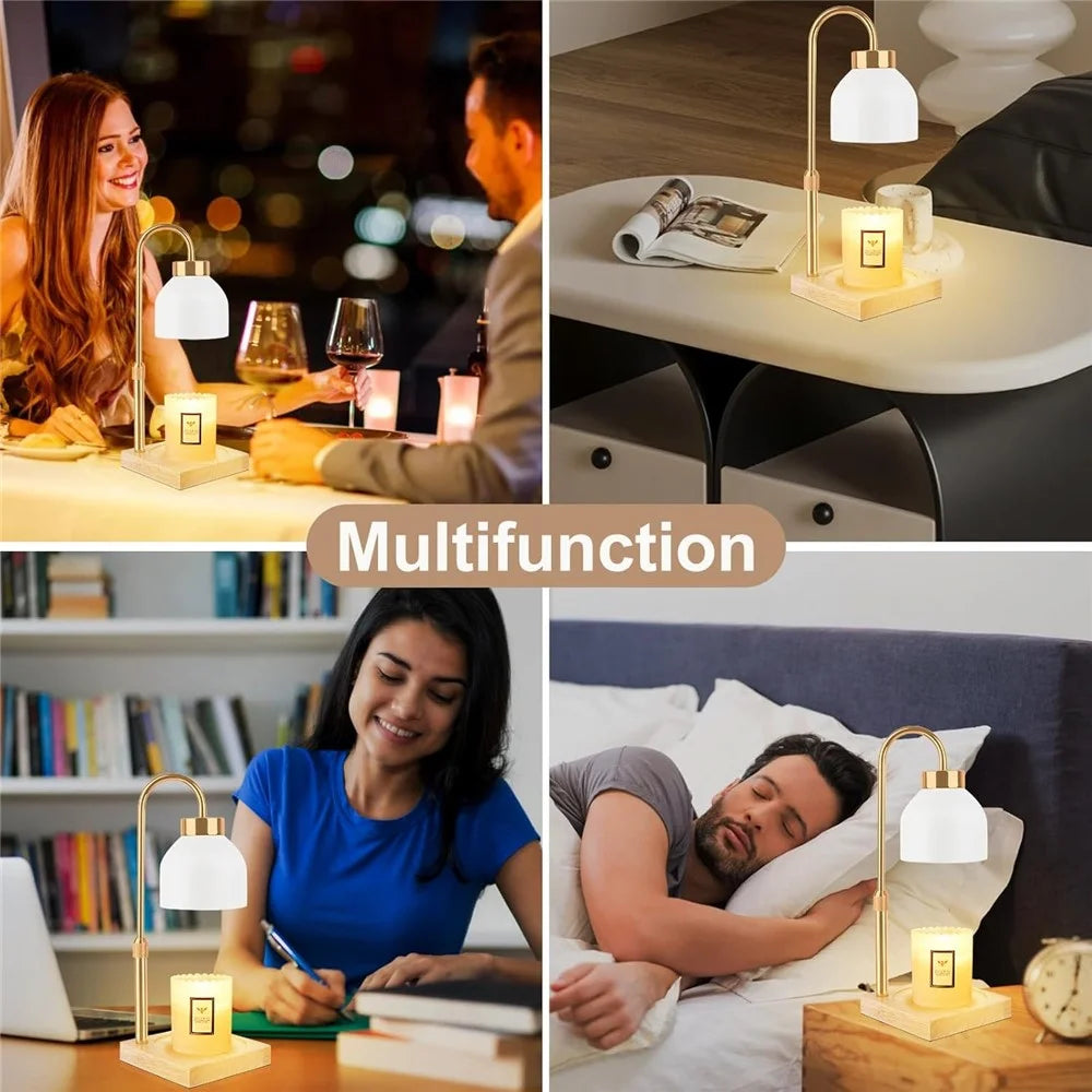Electric Wax Warmer Candle Melt Lamp Timing Function Night Light Aromatherapy Table Lamp, EU Plug- White - 4