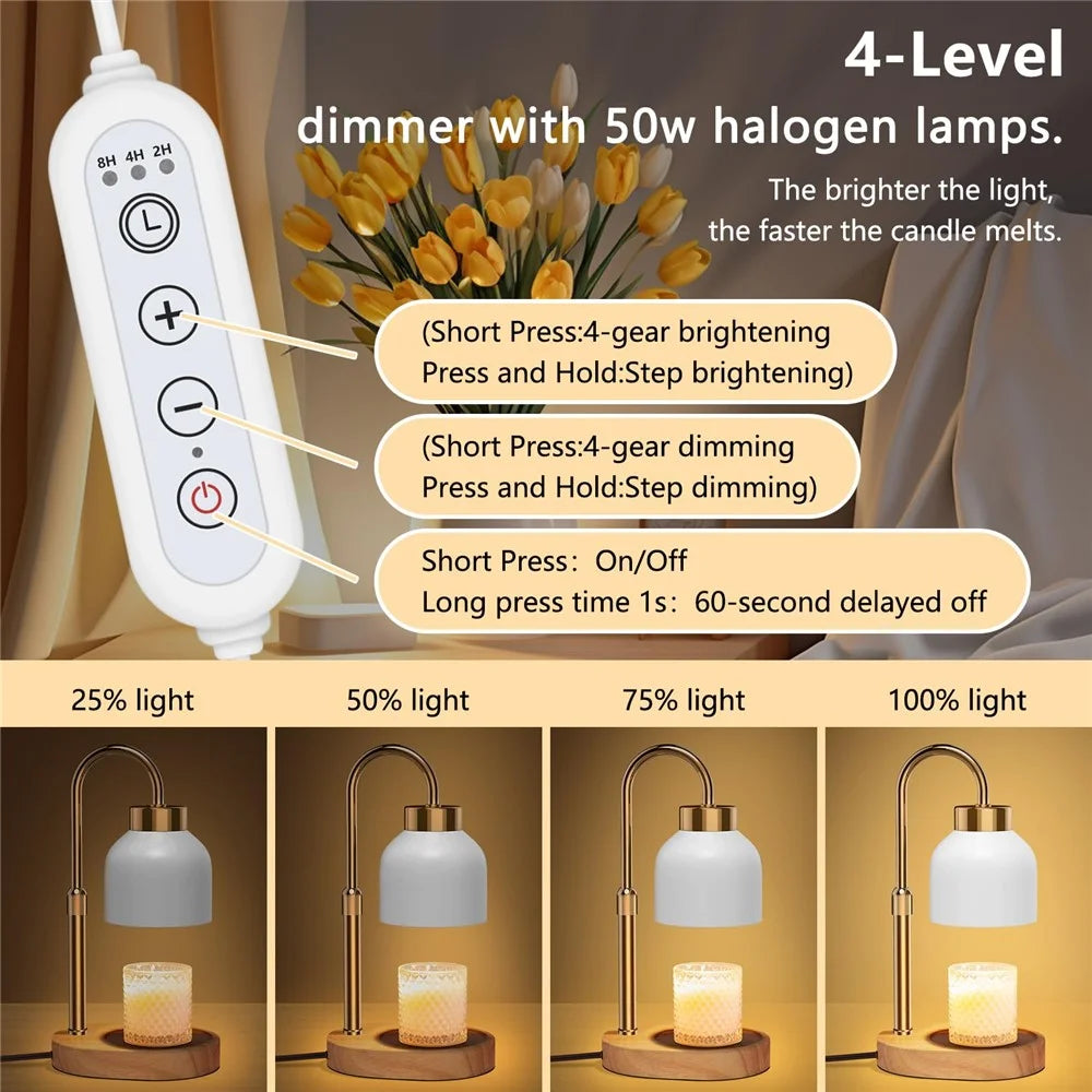 Electric Wax Warmer Candle Melt Lamp Timing Function Night Light Aromatherapy Table Lamp, EU Plug- White - 5