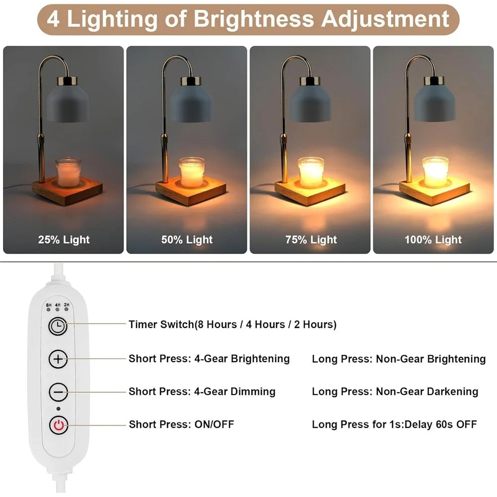 Electric Wax Warmer Candle Melt Lamp Timing Function Night Light Aromatherapy Table Lamp, EU Plug- White - 6