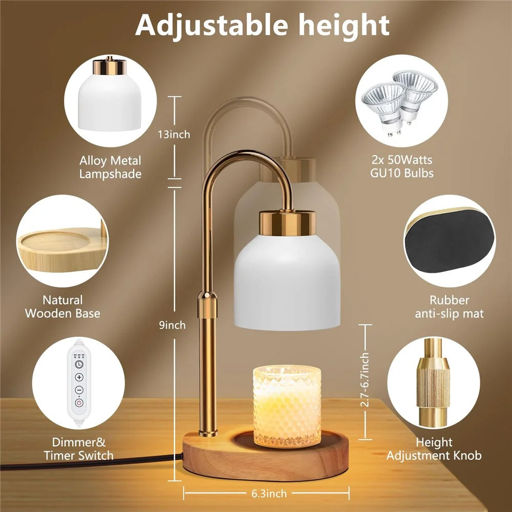 Electric Wax Warmer Candle Melt Lamp Timing Function Night Light Aromatherapy Table Lamp, EU Plug- White - 7
