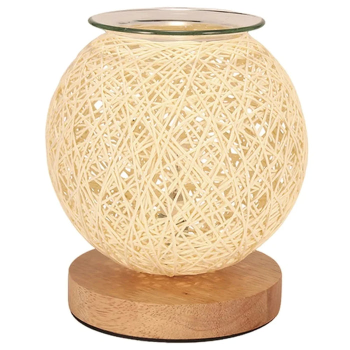 Rattan Ball Wax Melt Lamp Dimmable Decorative Night Light Aroma Diffuser Light Wax Melting Device, EU Plug - Yellow - 1