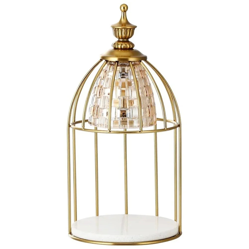 Scented Candle Warmer Dimmable Night Lamp Timing Function Jar Candles Melting Table Light, EU Plug - Gold - 1