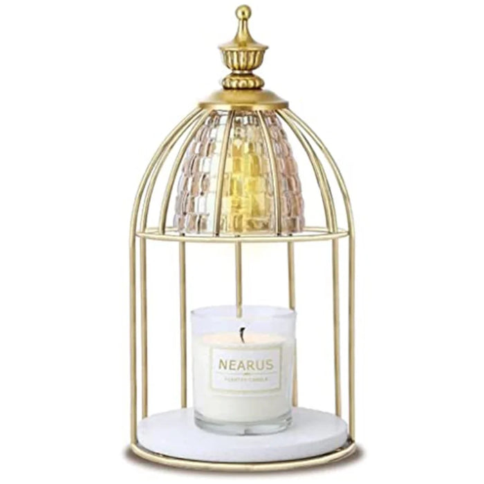 Scented Candle Warmer Dimmable Night Lamp Timing Function Jar Candles Melting Table Light, EU Plug - Gold - 2