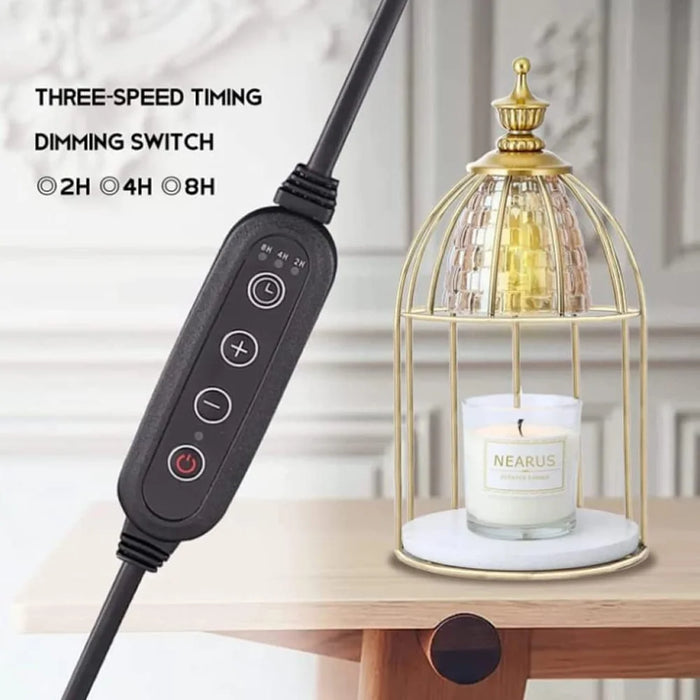 Scented Candle Warmer Dimmable Night Lamp Timing Function Jar Candles Melting Table Light, EU Plug - Gold - 5