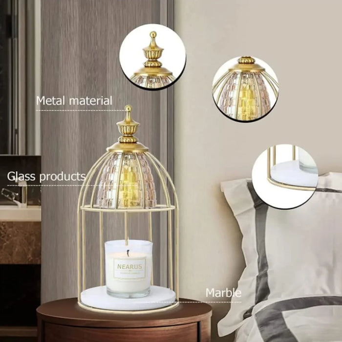 Scented Candle Warmer Dimmable Night Lamp Timing Function Jar Candles Melting Table Light, EU Plug - Gold - 7