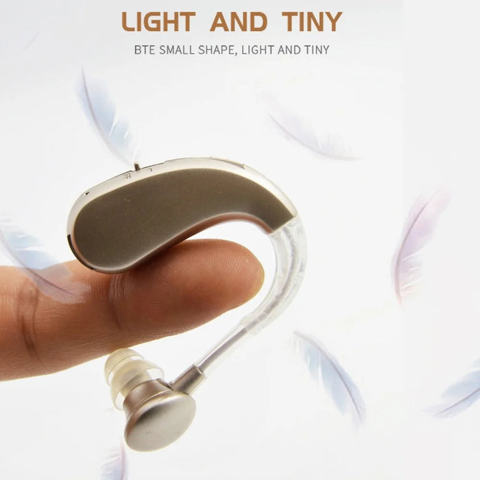 GE-T10 Portable Hearing Aid Audiphones Sound Amplifier Lightweight Noise Reduction Hearing Aid with Two Frequency Modes - Gold/EU Plug - 2