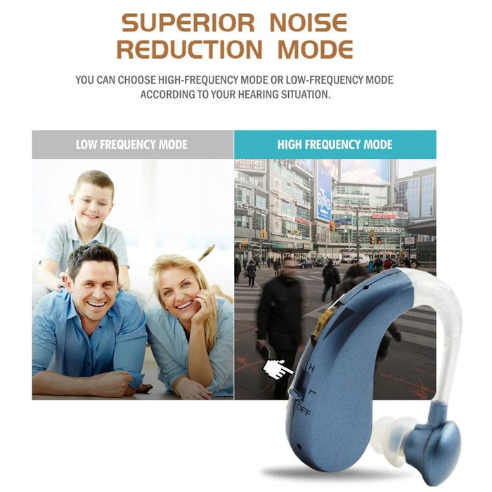 GE-T10 Portable Hearing Aid Audiphones Sound Amplifier Lightweight Noise Reduction Hearing Aid with Two Frequency Modes - Gold/EU Plug - 4