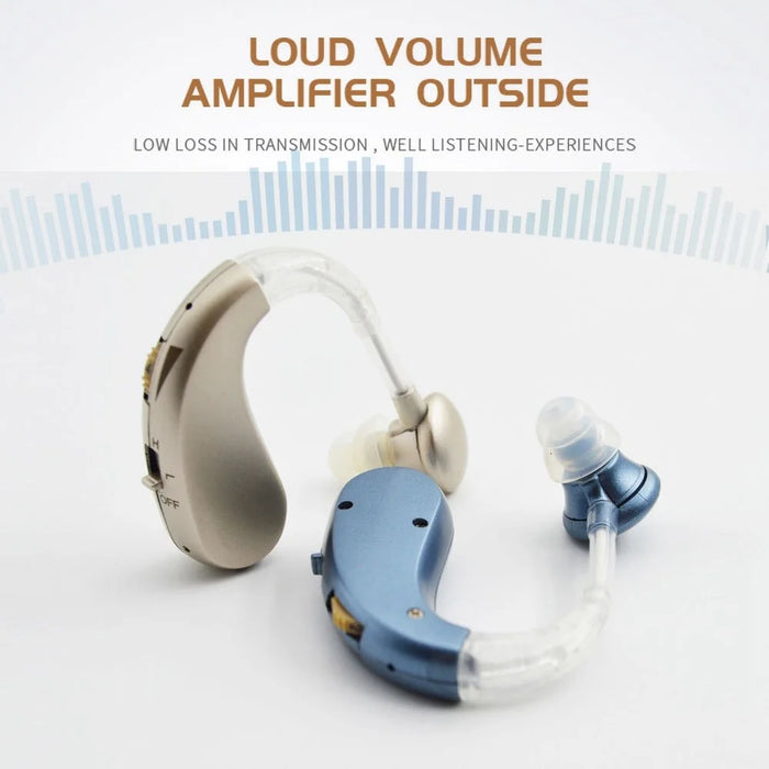 GE-T10 Portable Hearing Aid Audiphones Sound Amplifier Lightweight Noise Reduction Hearing Aid with Two Frequency Modes - Gold/EU Plug - 5