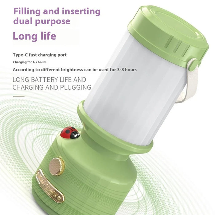 ZM1616 Ladybug Design Rechargeable Outdoor Camping Tent Lantern Lamp Home Bedside LED Night Light - Green - 2
