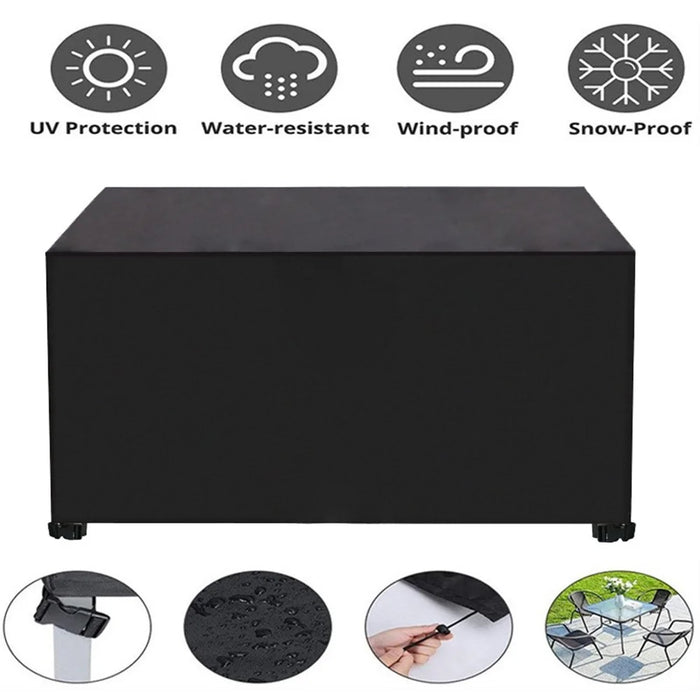 242x162x100cm Waterproof 420D Oxford Cloth Dust Cover Anti-UV Outdoor Garden Furniture Cover - Black - 2