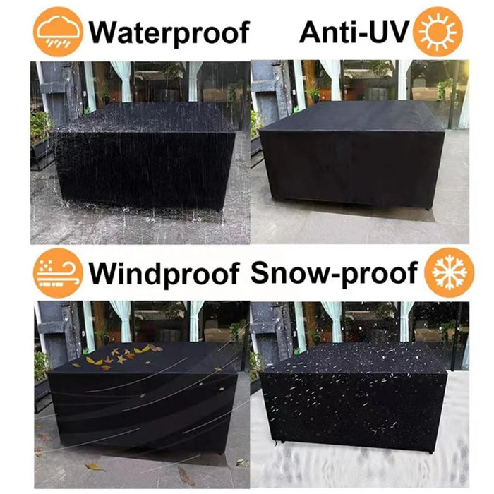 242x162x100cm Waterproof 420D Oxford Cloth Dust Cover Anti-UV Outdoor Garden Furniture Cover - Black - 4