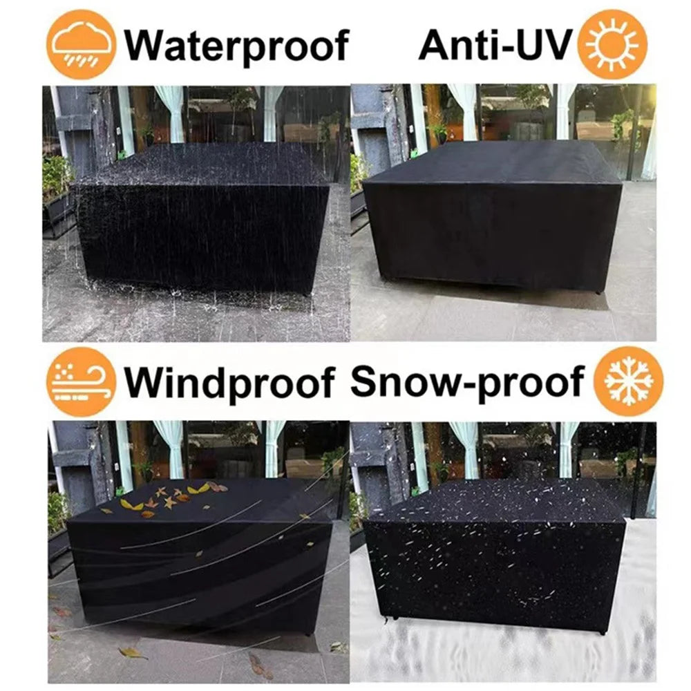 123x123x74cm Waterproof 420D Oxford Cloth Dust Cover Anti-UV Outdoor Garden Furniture Cover - Black - 4