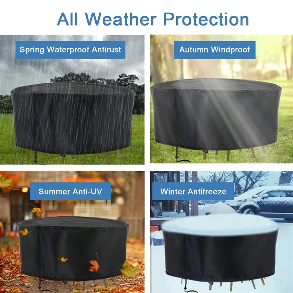 230x110cm Anti-UV 210D Oxford Cloth Outdoor Garden Round Furniture Dust Cover with Drawstring - 6