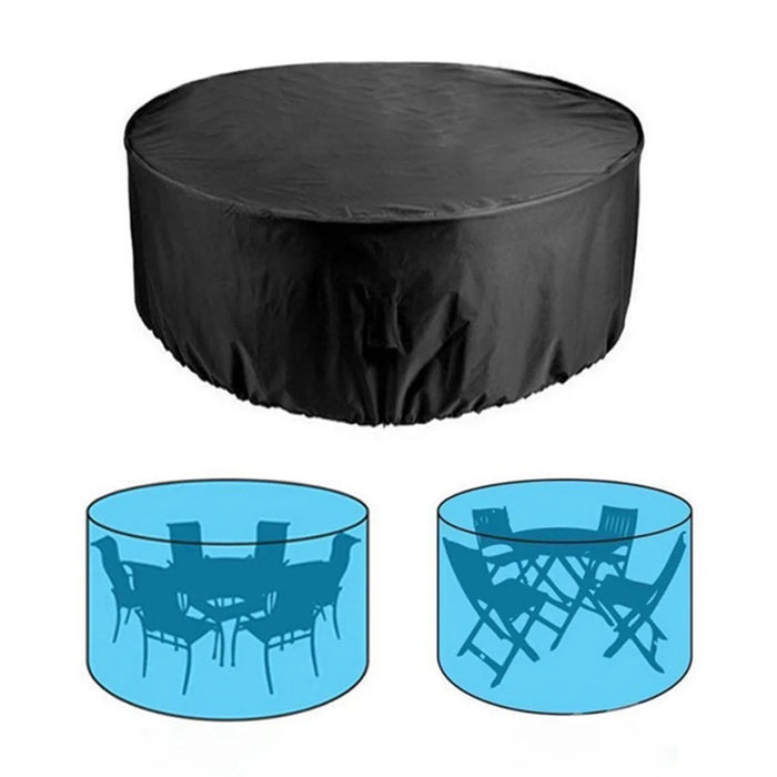 185x110cm Anti-UV 210D Oxford Cloth Outdoor Garden Round Furniture Dust Cover with Drawstring - 3