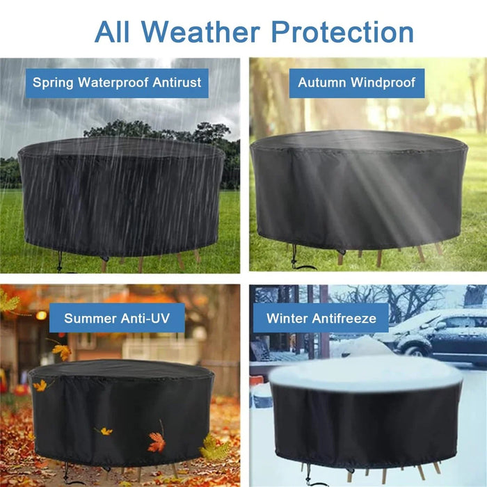 185x110cm Anti-UV 210D Oxford Cloth Outdoor Garden Round Furniture Dust Cover with Drawstring - 6