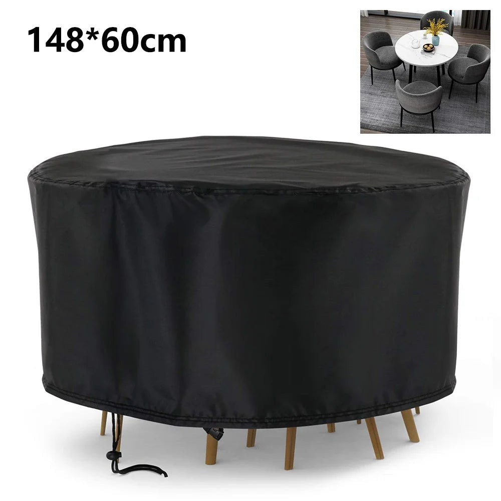 148x60cm Anti-UV 210D Oxford Cloth Outdoor Garden Round Furniture Dust Cover with Drawstring - 1