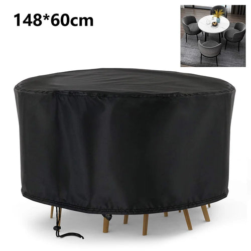 148x60cm Anti-UV 210D Oxford Cloth Outdoor Garden Round Furniture Dust Cover with Drawstring - 1