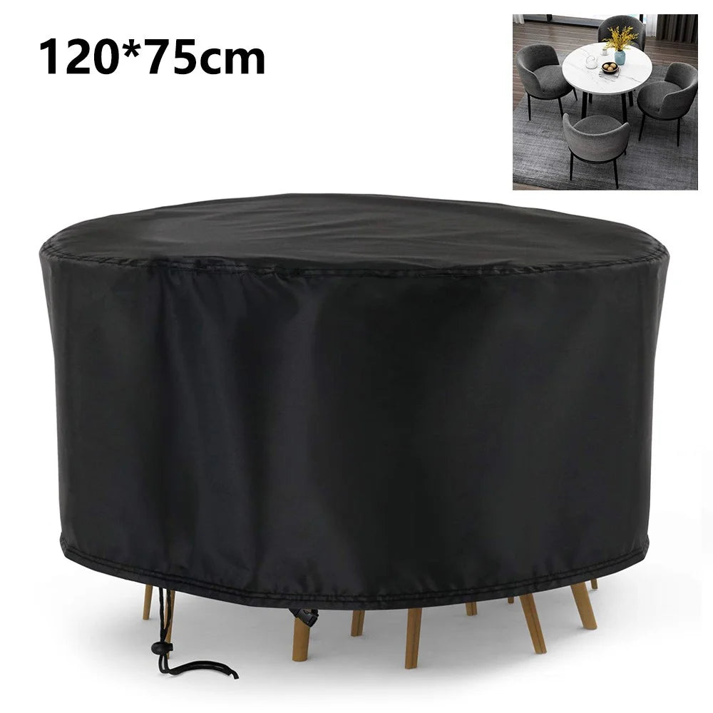 120x75cm Anti-UV 210D Oxford Cloth Outdoor Garden Round Furniture Dust Cover with Drawstring - 1