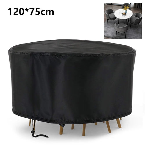 120x75cm Anti-UV 210D Oxford Cloth Outdoor Garden Round Furniture Dust Cover with Drawstring - 1