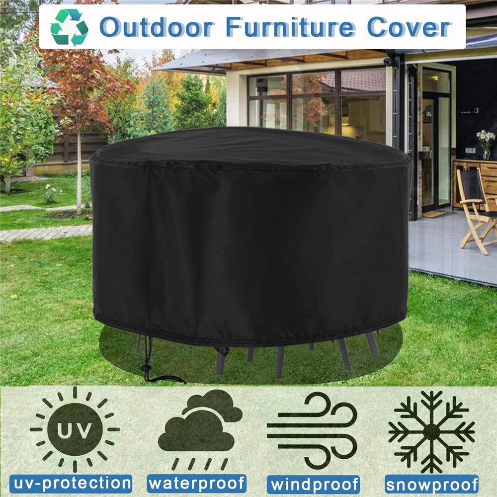 120x75cm Anti-UV 210D Oxford Cloth Outdoor Garden Round Furniture Dust Cover with Drawstring - 4