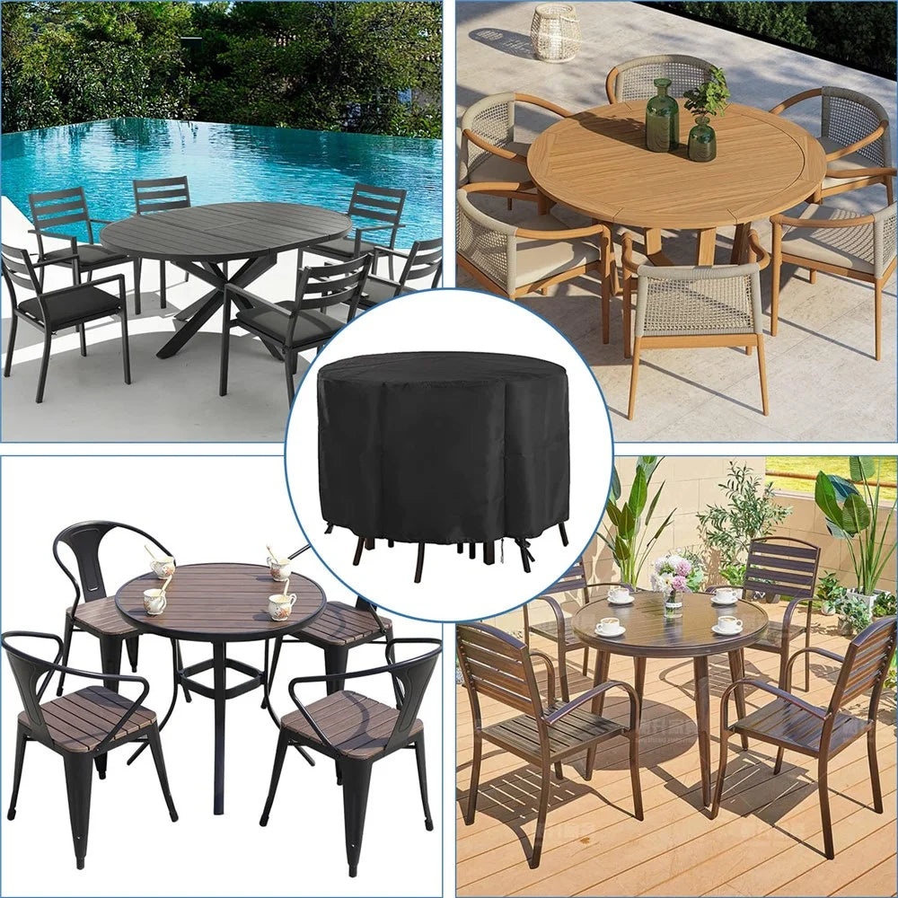 120x75cm Anti-UV 210D Oxford Cloth Outdoor Garden Round Furniture Dust Cover with Drawstring - 7