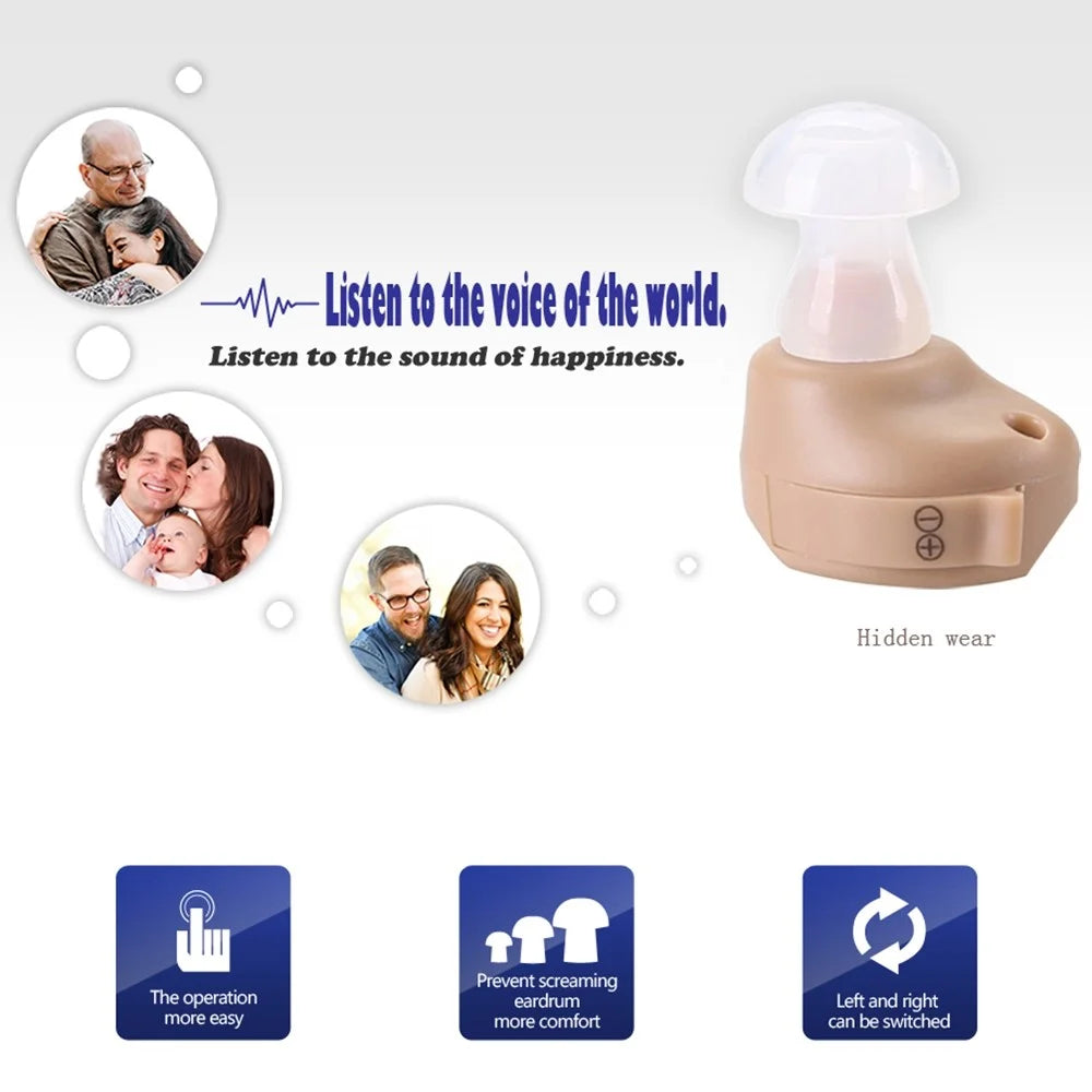 GE-88 Mini Hearing Aid for Elderly Sound Amplifier Portable Audiphones Lightweight Hearing Aid with Volume Adjustable Knob - 4