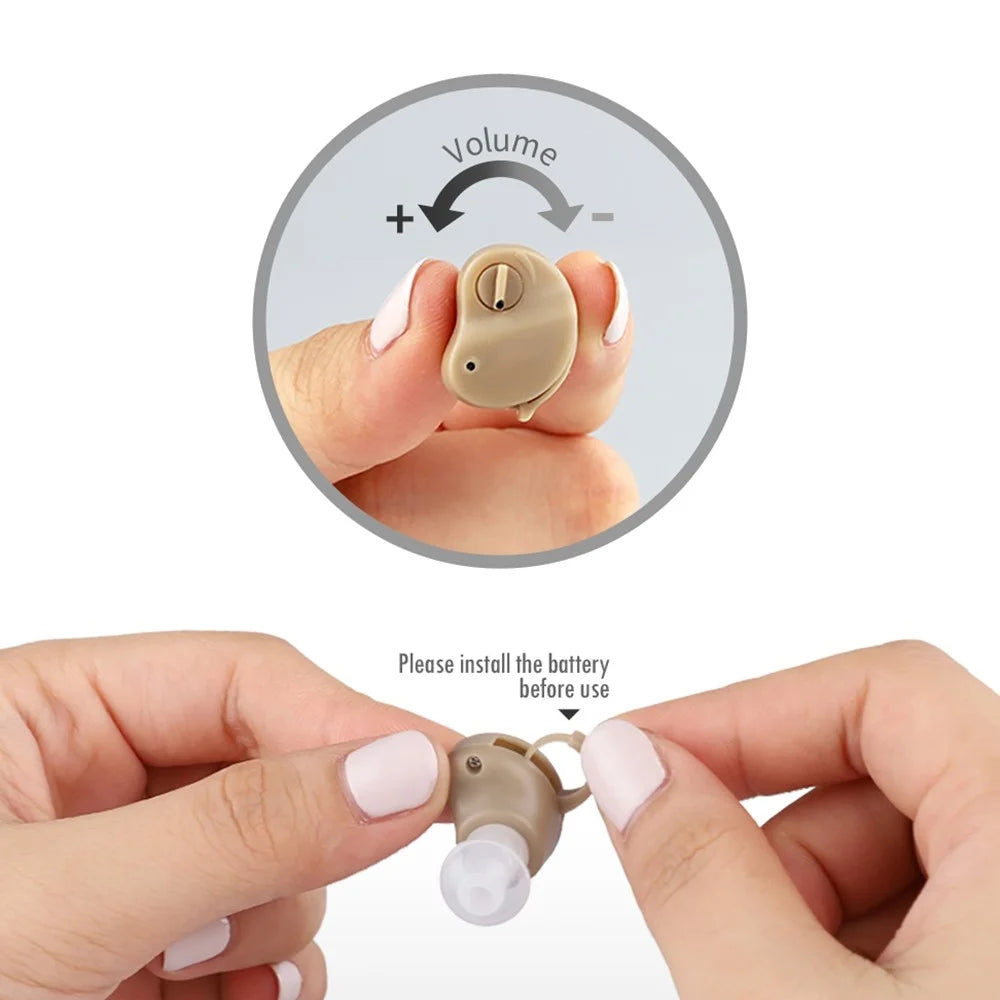 GE-88 Mini Hearing Aid for Elderly Sound Amplifier Portable Audiphones Lightweight Hearing Aid with Volume Adjustable Knob - 5