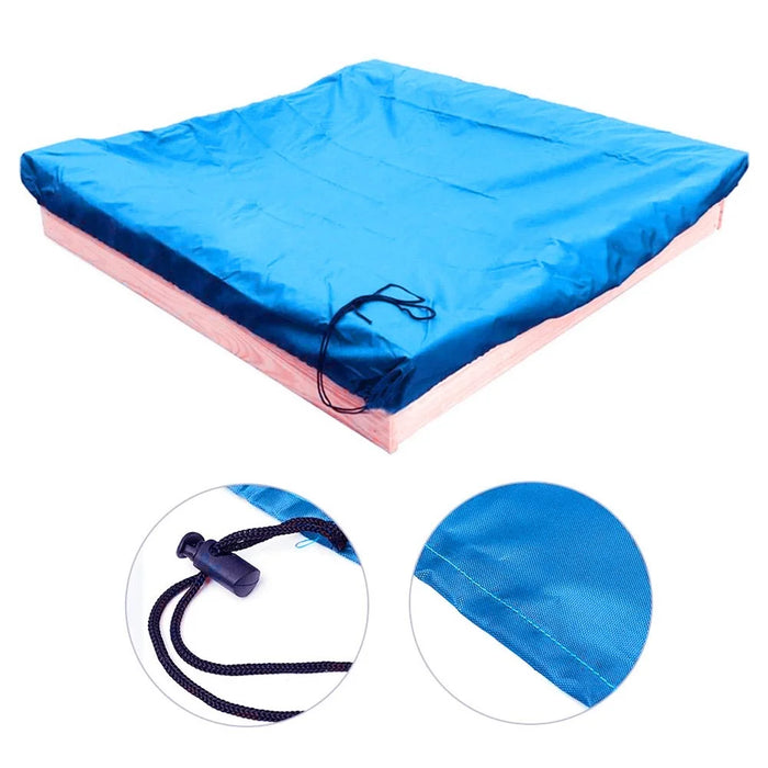 200x200x20cm 210D Oxford Cloth Sandpit Cover Square Pool Cover with Drawstring Sandbox Cover - Blue - 3