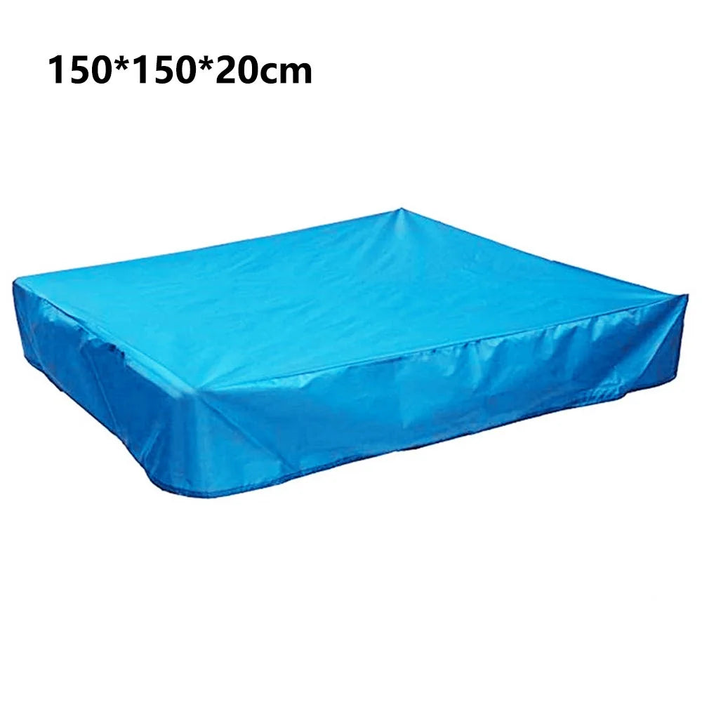 150x150x20cm 210D Oxford Cloth Sandpit Cover Square Pool Cover with Drawstring Sandbox Cover - Blue - 1