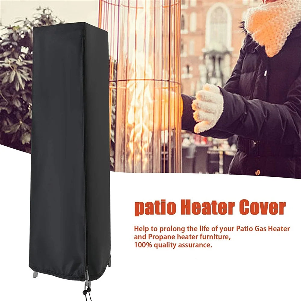 210D Oxford Cloth Patio Heater Cover Waterproof Outdoor Standing Square Heater Cover, 221x53x61cm - 3