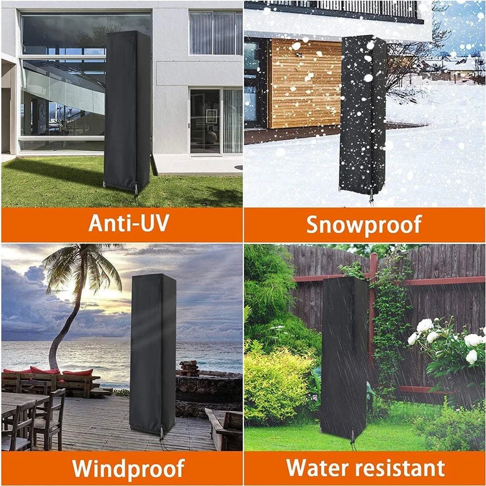 210D Oxford Cloth Patio Heater Cover Waterproof Outdoor Standing Square Heater Cover, 221x53x61cm - 4
