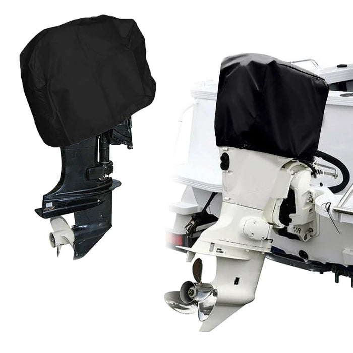 100-150HP 210D Oxford Cloth Yacht Half Outboard Motor Engine Dust Cover Marine Engine Protector, 74x45x58cm - Black - 2