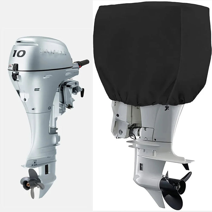 100-150HP 210D Oxford Cloth Yacht Half Outboard Motor Engine Dust Cover Marine Engine Protector, 74x45x58cm - Black - 3
