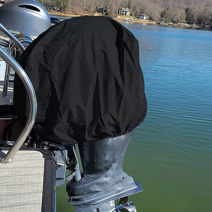 100-150HP 210D Oxford Cloth Yacht Half Outboard Motor Engine Dust Cover Marine Engine Protector, 74x45x58cm - Black - 5