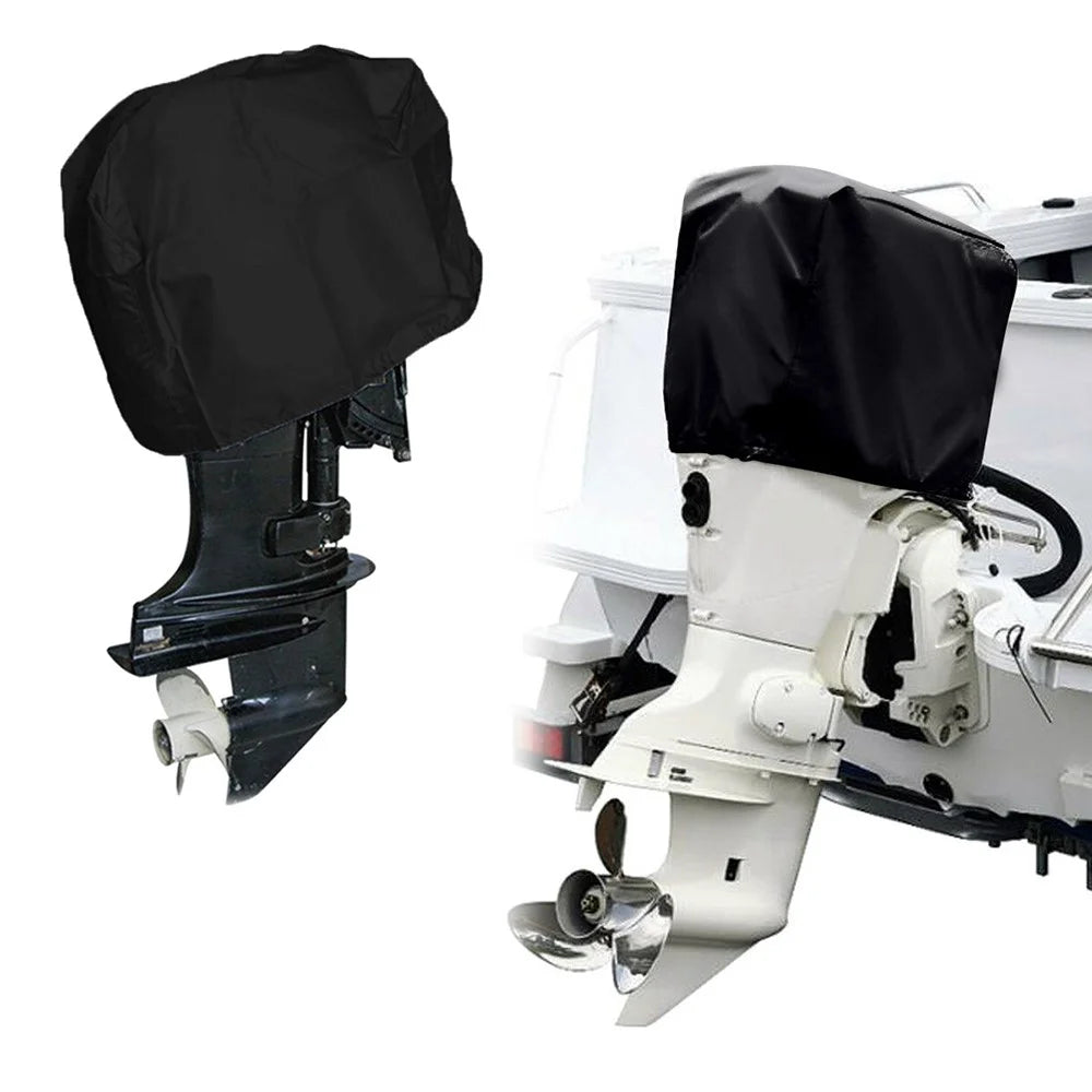 60-100HP 210D Oxford Cloth Yacht Half Outboard Motor Engine Dust Cover Marine Engine Protector, 68x40x53cm - Black - 2