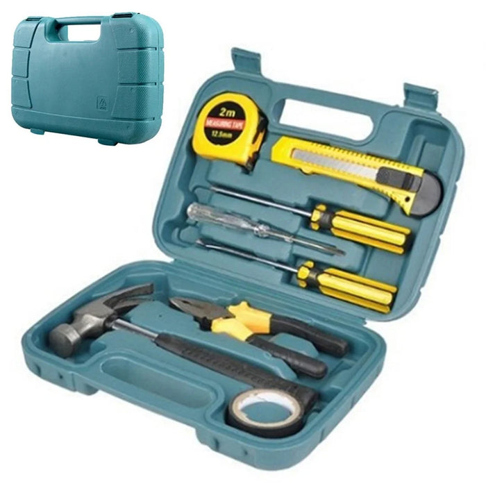 9Pcs / Set Utility Knife Measuring Tape Wire Cutter Screwdriver Car Home Repair Tool Box - 1