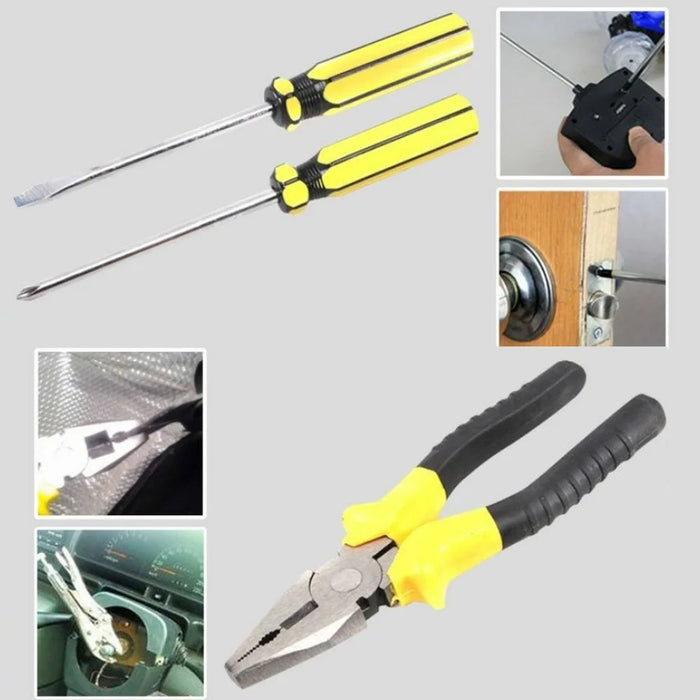 9Pcs / Set Utility Knife Measuring Tape Wire Cutter Screwdriver Car Home Repair Tool Box - 5