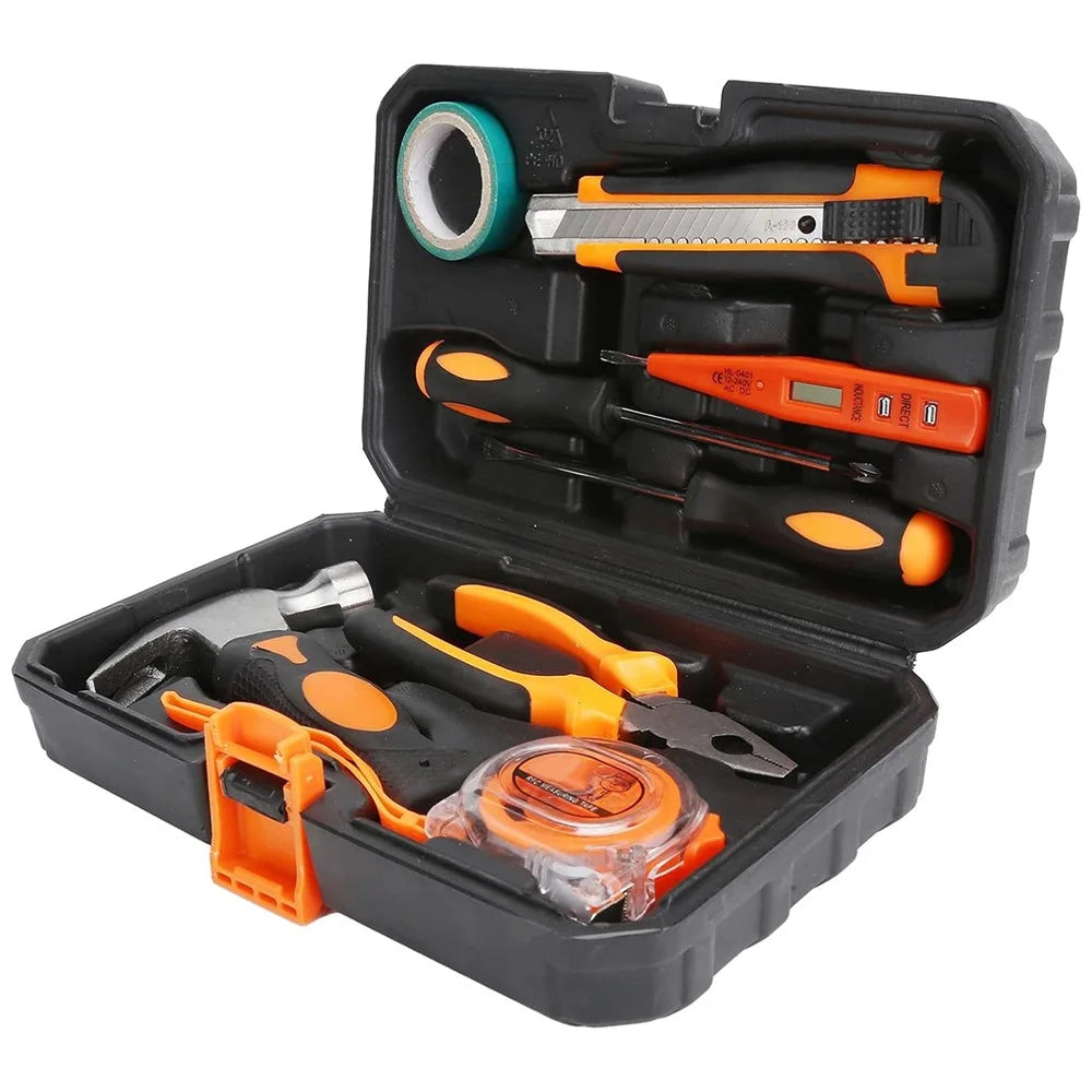 2109B 9Pcs / Set Carbon Steel Utility Knife Wire Cutter Screwdriver Electric Test Pen Home Repairing Tool Box - 1