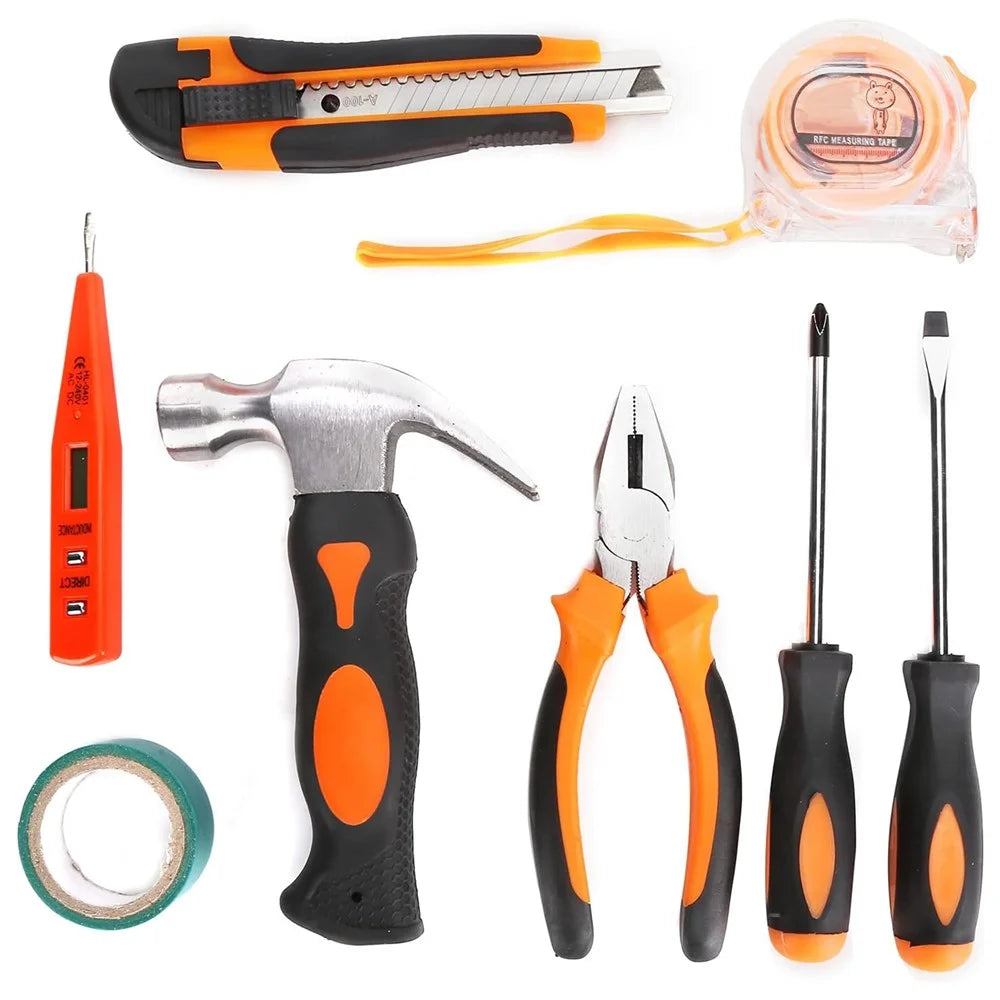 2109B 9Pcs / Set Carbon Steel Utility Knife Wire Cutter Screwdriver Electric Test Pen Home Repairing Tool Box - 2