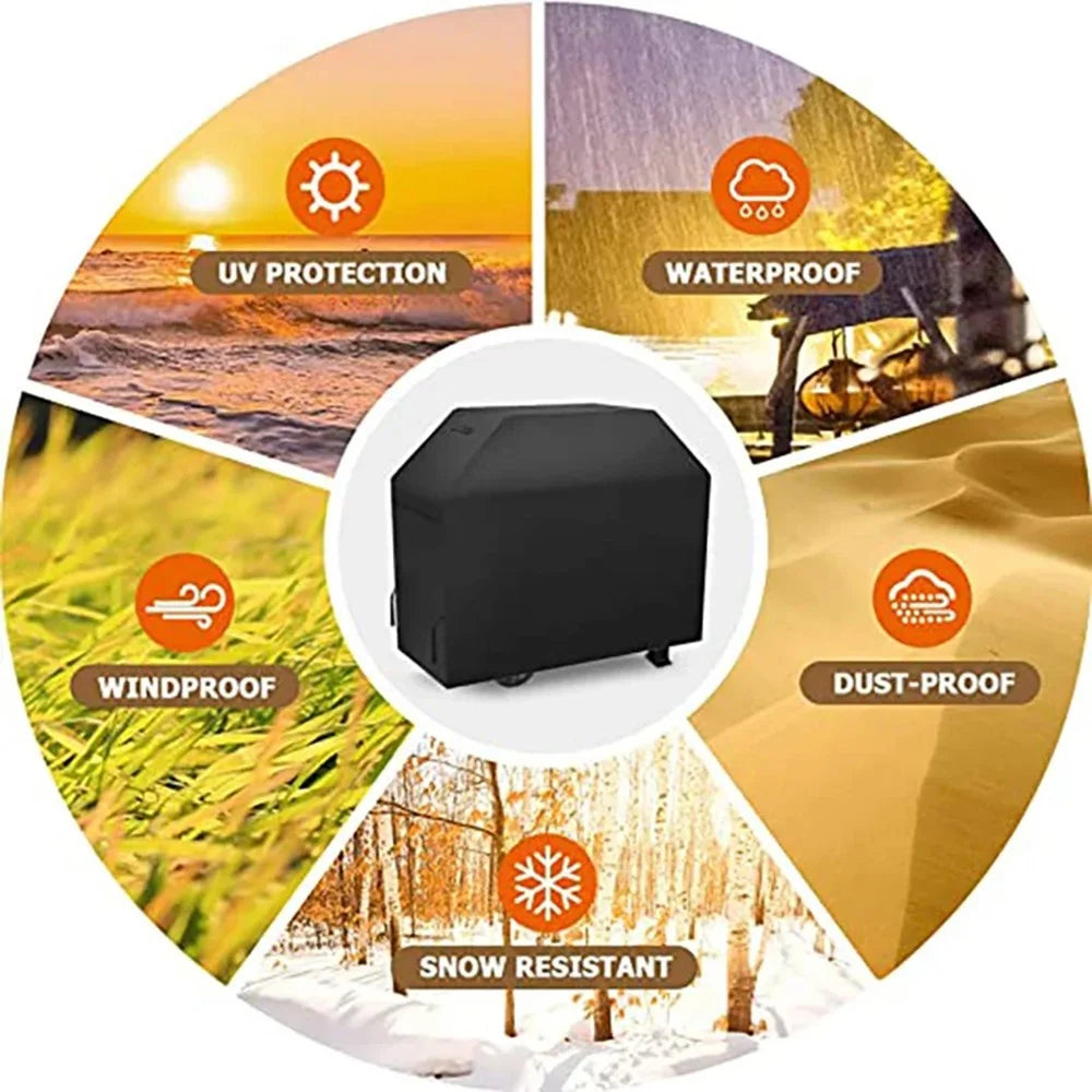 420D Oxford Fabric Waterproof BBQ Grill Cover UV Protection Outdoor Grill Cover with Windproof Drawstring, 127.5x105x53.3cm - 5