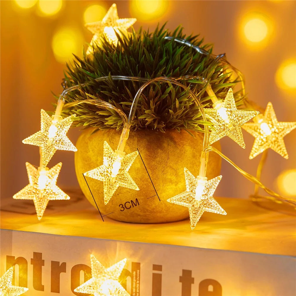 Star String Lights Battery Operated 6m 40 LED IP67 Waterproof Fairy String Lights for Wedding Party, Garden - Warm Light - 5